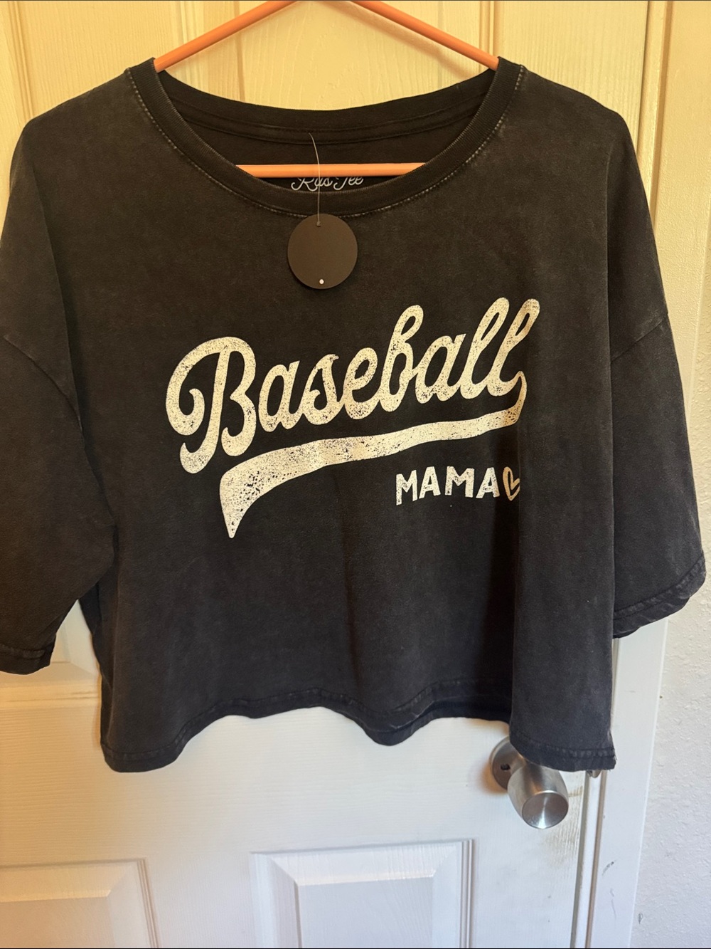 Baseball Mama Crop Tee - Black
